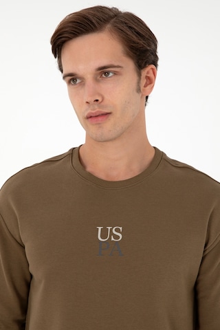 U.S. Polo Assn. Erkek Comfort Fit Bisiklet Yaka Haki Basic Sweatshirt 50293420-VR027