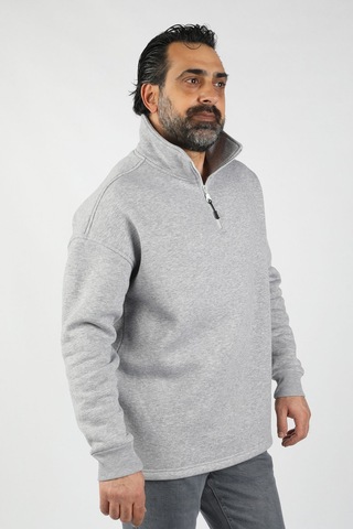 Unisex Balıkçı Yaka Gri Sweatshirt Gri