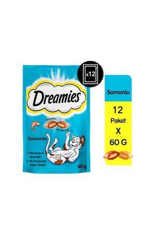 Dreamies Somonlu Kedi Ödül Bisküvisi 12 x 60 G