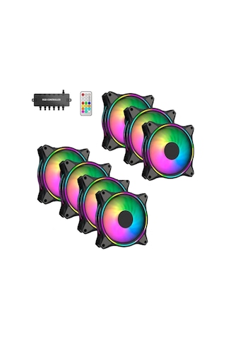 Air Turbine 7x120mm 7'li Argb Pro Fan Seti Kit Kasa Fanı Kontrolcülü Ve Kumandalı