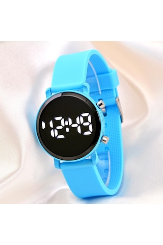 Mavi Silikon Kordonlu Led Watch Genç Kız Kadın Yetişkin Çocuk Saati St-304137