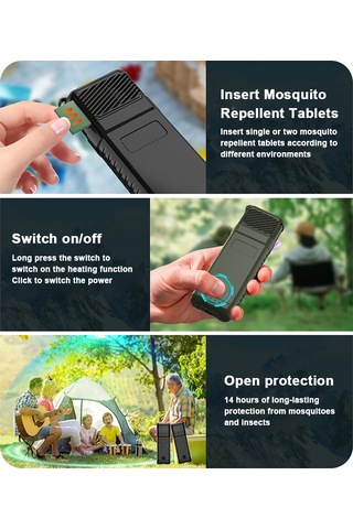 Padalink Dış Mekan Kamp Makyası - Taşınabilir Li-poly Pil Isıtmalı Elektronik Sivrisinek Kovucu - İki Yönlü Isıtma, 2 Seviye Güç Ayarı, Acil Şarj Cihazı Ve El Feneri Fonksiyonu - Asker Yeşili 5000mah Dahili Pil Haki