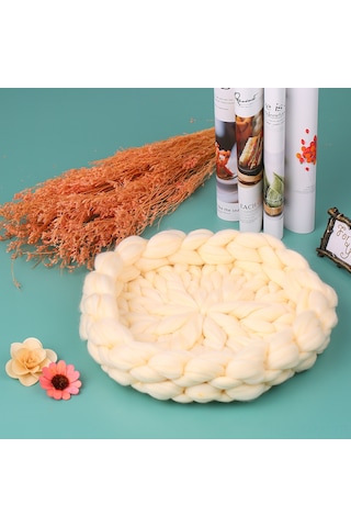 Maiyame Yeni Doğan Bebek Fotoğrafı İçin El Örgü Yumuşak Battaniye, Büyüme İzleme Ve Anı Saklama Propü, Süt Beyazı Beyaz