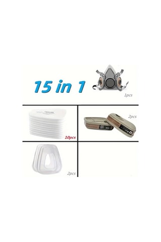 Willowhaven 6200 Full Face Gaz Maskesi 6200 15in1 Ekstra Filtreli Endüstriyel Toz Koruma Silikon Maske