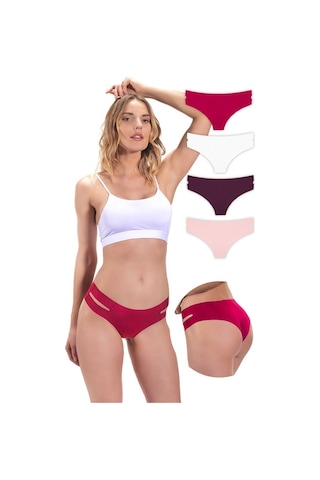 Basic Lazer Kesim Kadın Hipster Külot 4'Lü Paket - 2-Çok Renkli-M Çok Renkli