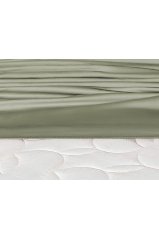 Madame Coco Ciel King Size Plus %100 Pamuk Lastikli Saten Çarşaf - Haki 8684427179697 Çok Renkli