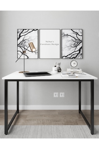 Narin Çalışma Masası Ofis Masası Bilgisayar Masası 120x60cm- Beyaz Beyaz