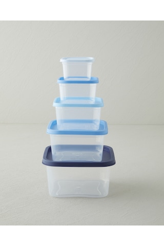 English Home Keep Me Plastik 5'li Saklama Kabı 160-300-500-885-1500 Ml Mavi