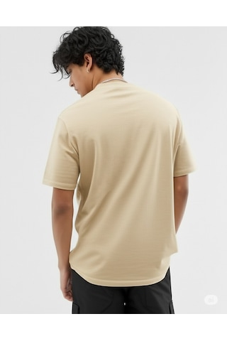 Nevermind Baskılı Oversize Tişört Erkek Streetwear T-shirt Bej