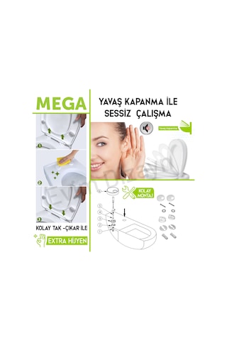 Aqua Bagno MEGA  Yavaş Kapanan Klozet Kapağı