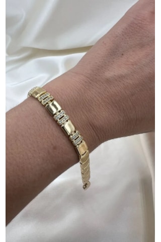 Bb Xuping Taşlı Modern Bileklik Altın