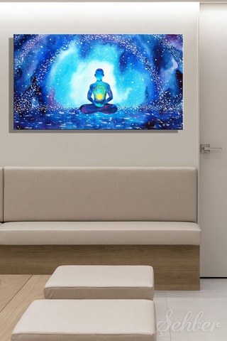 Kanvas Tablo Yatay Tekli Yogo Meditasyon Ruh Sağlığı Ruhsal Şifa Soyut İllüstrasyon 2879