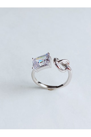 Gümüş Baget Tasarım Pırıltılı Ayarlanabilir Kadın Yüzük