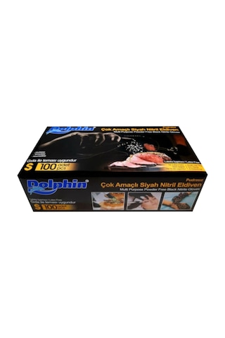 Dolphin Siyah Pudrasız Nitril Eldiven 20 x 100'lü Siyah