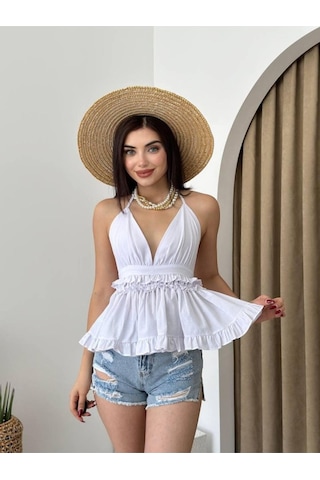 Agnes Sırt Detay Bluz Beyaz