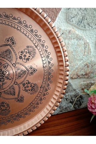 Modabakır Dekorasyon Tepsi Bakır 34 Cm Model:4522365
