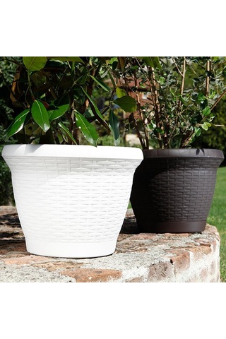 Hs03 Hasır Saksı Tabaklı 30,5cm, 10 Litre Beyaz