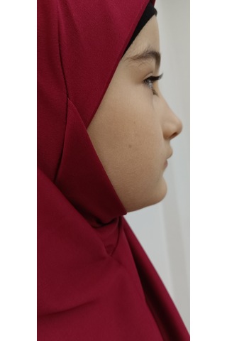 Kız Çocuk Tek Parça Namaz Elbisesi Bordo