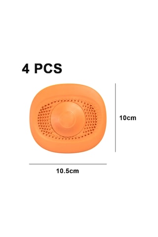 Suofeng 4 Adet Silikon Tüp Kapağı - Duş Banyo Lavabo Tüp Filtresi - Saç Geri Kalıntı Engelleyici - Koku Engelleme - Turuncu Portakal