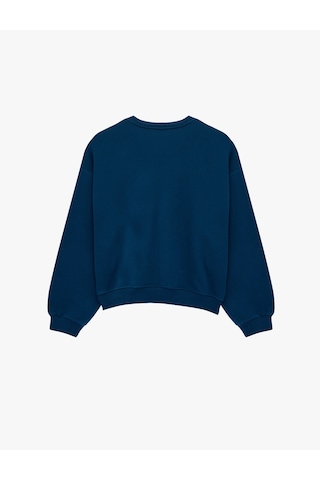 Koton Regular Fit Üç İplik Şardonlu Uzun Kollu Bisiklet Yaka Basic Sweatshirt Lacivert 7wak10043ek