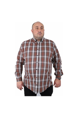 Moc Grande Mocgrande Büyük Beden Erkek Gömlek Line Square 23367 LACIVERT Lacivert