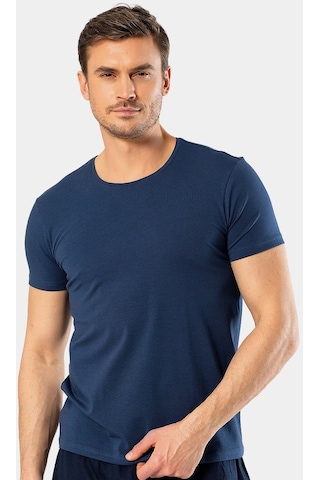 Cacharel Erkek Bisiklet Yaka Likralı T-shirt 1331/indigo 001