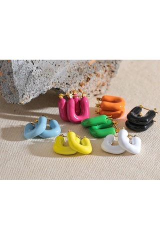 Mavi Eetit 7 Renk Şeker Emaye Paslanmaz Çelik Kare Tıknaz Hollow Y2k Hoop Küpeler 2023 Trendy Dopamin Takı Kadınlar Gala Hediye Çok Renkli