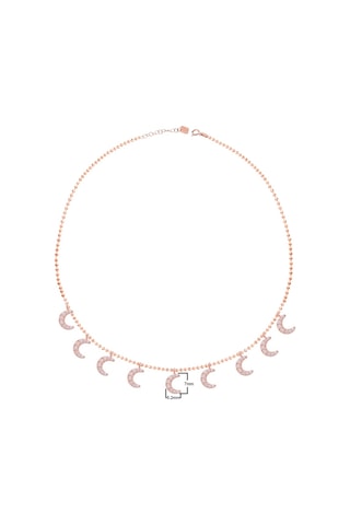 Zirkon Taşlı Pırlanta Montür Gümüş Rengi Kaplama Sıralı Taşlı Ay