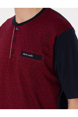 Pierre Cardin Erkek Kısa Kol 3'lü Şortlu Jakarlı Pijama Takım Kutulu Damat Çeyiz Set Bordo