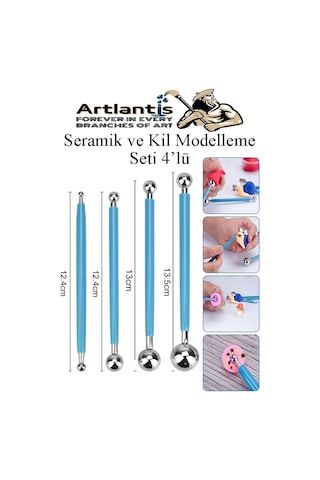Top Uçlu Seramik Ve Kil Modelleme Seti 4 Lü 1 Paket Polimer Kil Şekillendirme Çömlek Oyma Çiçek Marzipan Mandala Top Ütü