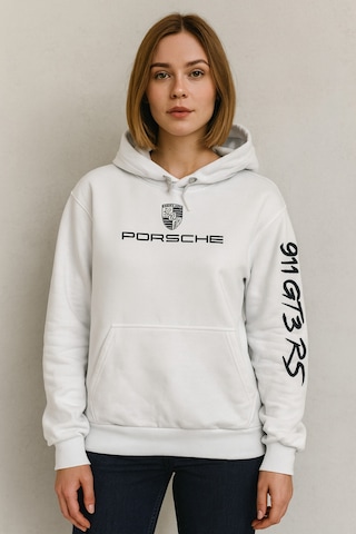 Hmo Store Unisex 911 Gt3 Rs Kapüşonlu Hoodie Beyaz Spor Tarz Beyaz