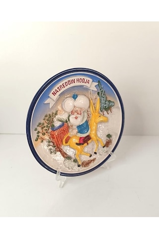 Tabak Seramik Nasreddin Hoca Ve Eşşeği Duvar Masa Süsü Dekor