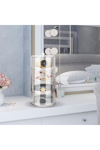 Akrilik Kemer Düzenleyici 2 Katlı Şeffaf 5.5in Çap Güçlü Hafif Kemer Vitrini ŞEFFAF