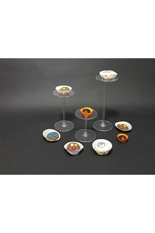 Şeffaf Pleksi 3'Lü Yuvarlak Cupcake Standı