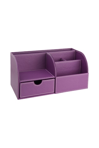 Masaüstü Düzenleyici,kalemlik,kumandalık,küpbloknotluk,tabletlik,kitaplık,6 Gözlü,çekmeceli,desktop Organizer,vegan,24,5 13 12 Lila