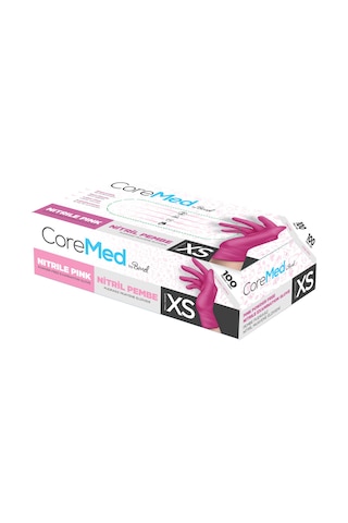 Nitril Pembe Pudrasız Muayene Eldiveni Xs - 1 Koli-20 Paket-2000'li