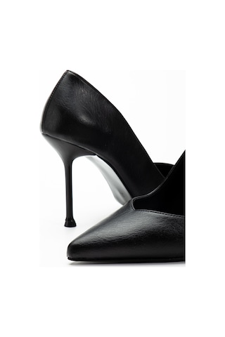 Suins Hakiki Deri Morgen Model Kadın İnce Topuklu Stiletto Ayakkabı Siyah