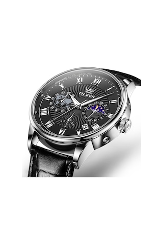 Olevs 2893 Erkekler Çok Fonksiyonlu İş Kuvars Saat Siyah