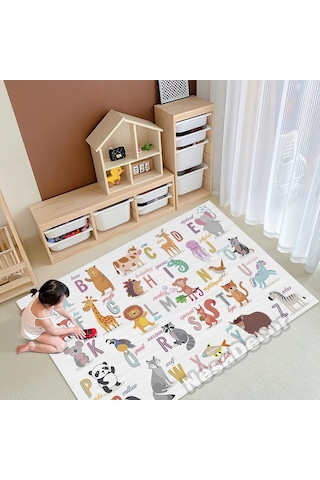 Renkli Orman Oyun Halısı Modern Oyun Halısı Alfabe Halısı Çocuk Oyun Matı Oyun Paspası 150 X 150 Kare Diğer