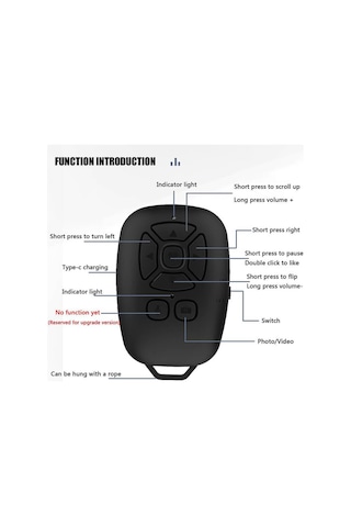 Instagram Tiktok Bluetooth Uzaktan Kumanda Sayfa Çevirici Video Kaydı Selfie Kumandası