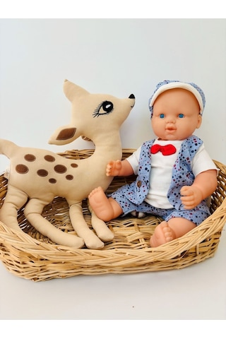 3'lü Mavi Erkek Bebek Çocuk Takım Smokin Papyonlu 3-6-9-12 Ay Bebek Takımları Bebek Giyim İndigo