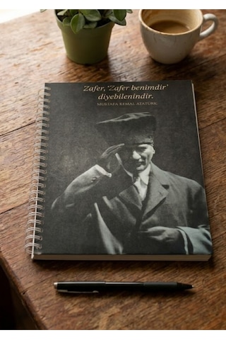 Atatürk Temalı A5 Spiralli Not Defteri-sert Kapak-çizgisiz-100 Ivory Yaprak Çok Renkli