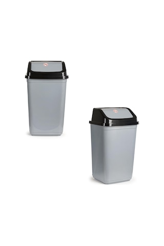 0101 Kapaklı Gri-siyah Çöp Kutusu - Favori Banyo Ve Mutfak Çöp Kovası 5lt