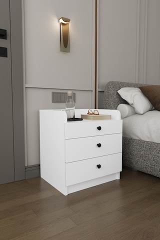 Modern 3 Çekmeceli Komodin Şifonyer %100 Mdf Çok Amaçlı Organizer Kmd01 Beyaz