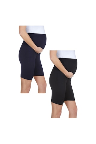 Luvmabelly Myra8028 8028 Beli Lastikli Hamile Şort Seti-lacivert - Siyah