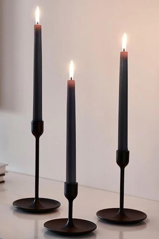 Bozkurt Konik Şamdan Mum Fener Mumu - Siyah - 24 Cm. - 4 Adetlik Paket Siyah