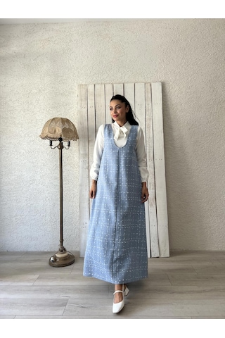 Bebe Mavisi Tüvit A-kesim Jile Elbise