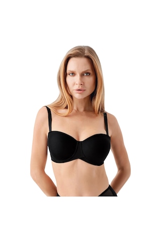 New Bra Newbra Lingerie 347057 Kadın Dolgusuz Straplez Basic Desteksiz C Cup Sutyen Siyah