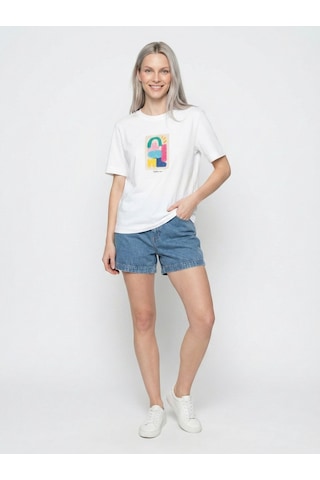 LOFT Loose Fit Kadın Tshirt K.kol Lf2042618 Q1.v1 Beyaz