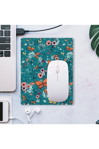 Sonictouch Soimoi Yeşili Turuncu Kelebekli Kaydırmaz Gaming Oyuncu Dikişsiz Mouse Pad/ped 17x21cm